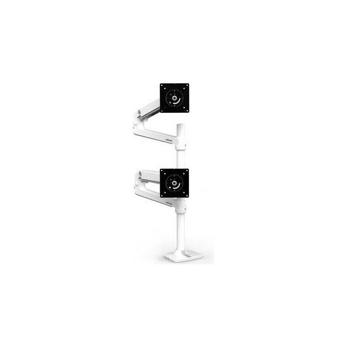Ergotron 45-509-216 LX Series Braccio per 2 Monitor da Scrivania con Polo Alto Regolabile Altezza 33 cm Inclinazione 5-70° Rotazione 360° VESA 75x75 100x100 mm colore Bianco