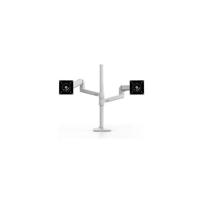 Ergotron 45-509-216 LX Series Braccio per 2 Monitor da Scrivania con Polo Alto Regolabile Altezza 33 cm Inclinazione 5-70° Rotazione 360° VESA 75x75 100x100 mm colore Bianco