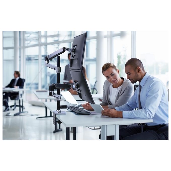 Ergotron 45-549-026 LX Series Braccio per Due Monitor Regolabile Altezza 0-330 mm Inclinazione 5-75° Rotazione 360° colore Alluminio