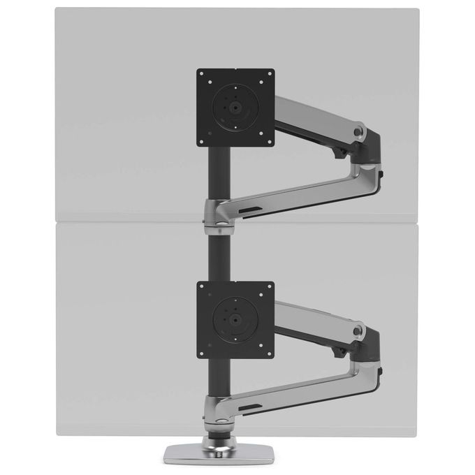 Ergotron 45-549-026 LX Series Braccio per Due Monitor Regolabile Altezza 0-330 mm Inclinazione 5-75° Rotazione 360° colore Alluminio