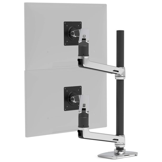 Ergotron 45-549-026 LX Series Braccio per Due Monitor Regolabile Altezza 0-330 mm Inclinazione 5-75° Rotazione 360° colore Alluminio