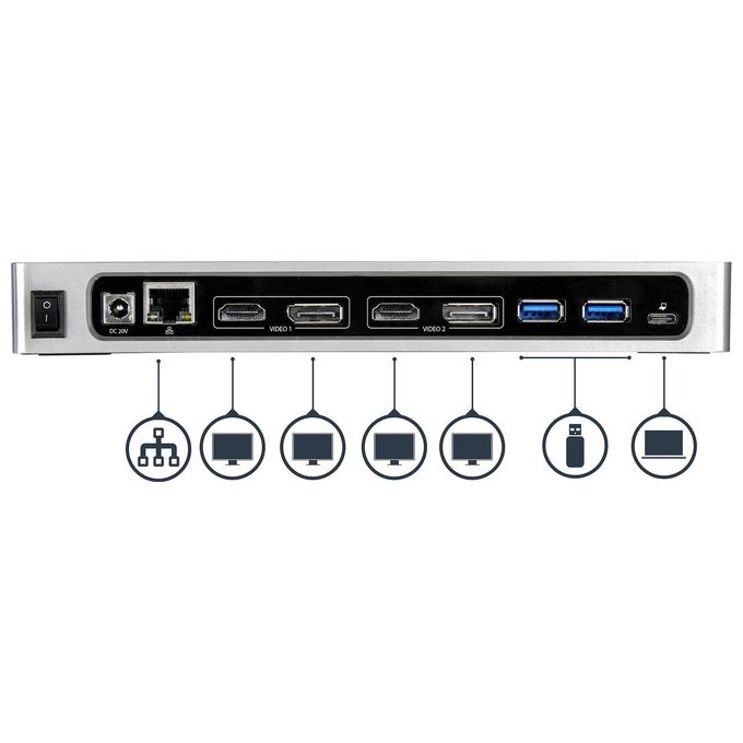 Startech Docking Station Usb-C per Portatili con 2 Porte Dp o Hdmi