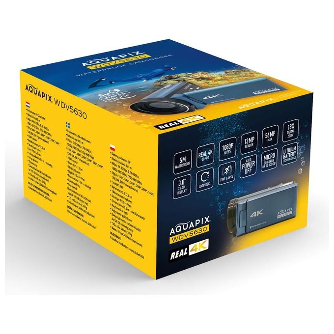 Easypix WDV5630-BL Aquapix WDV5630 Camcorder 13 MP 4K Impermeabile fino a 5 m colore Blu Grigio