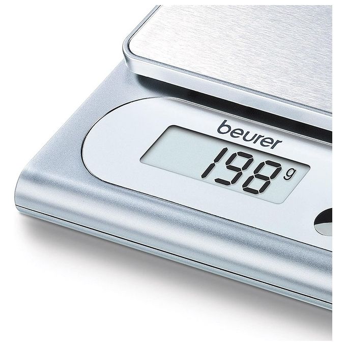 Beurer KS22 Bilancia da Cucina Digitale Acciaio Inox Portata 3 Kg Precisione 1g Display LCD colore Argento