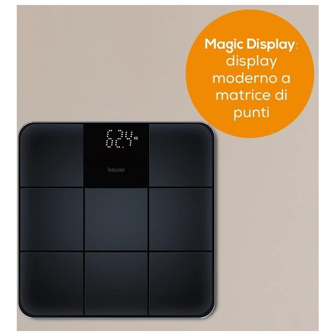 Beurer GS 235 Bilancia in Vetro con Superficie Antiscivolo e Magic Display