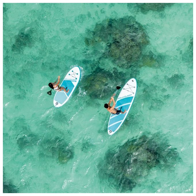 Intex 68242NP Aqua Quest 320 Tavola Stand Up Paddle SUP Gonfiabile 320x81x15 cm 150 Kg Drop Stitch con Pompa e Remo Alluminio 216 cm colore Blu