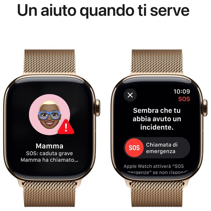 Apple MX003QL-A Watch Serie 10 GPS + Cellular 46mm Cassa in Titanio con Cinturino Loop in Maglia Milanese Oro
