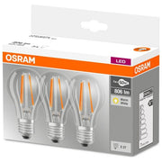 Osram pack 3 Lampadine led Filamento Goccia Chiara 7w-60 e27 luce Calda