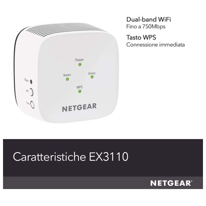 Netgear Ex3110 Wi-Fi Range Extender Universale Ac750