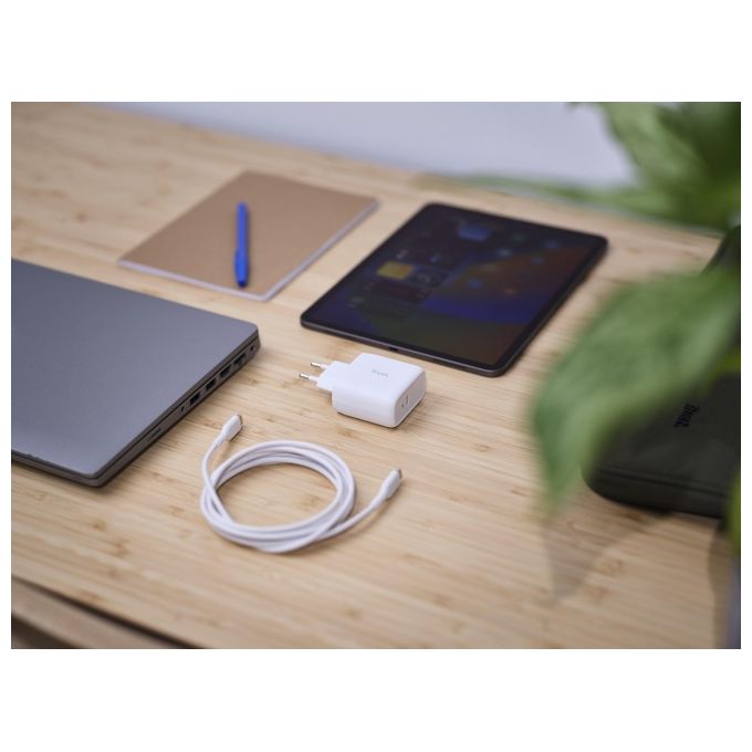 Trust 25139 Maxo Caricatore USB-C 65W con Cavo 2m Tecnologia USB PD 3.0 Protezioni Integrate colore Bianco