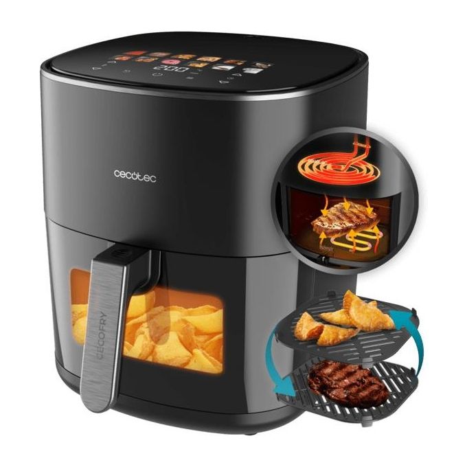 Cecotec A01 EU01 100500 CecofryandGrill Friggitrice ad aria 6,5 L 2200 W 12 programmi display LCD colore Nero