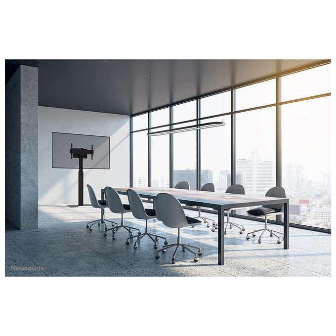 Neomounts FL45S-825BL1 Supporto da pavimento per TV 37-75'' Regolabile in Altezza 104-157 cm con Gestione Cavi e Piastra di Sicurezza colore Nero