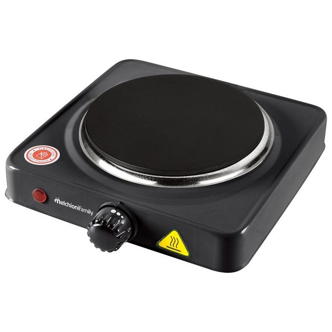 Melchioni Family 118360120 Cook 1 Fornetto Elettrico Piastra in Ghisa 1000 W Termostato Regolabile colore Nero
