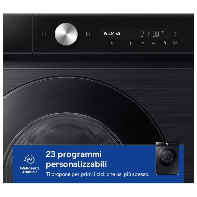 Samsung BESPOKE AI WW11DB8B95GBU3 Lavatrice carica frontale Quickdrive 11Kg 1400 giri Classe A nera