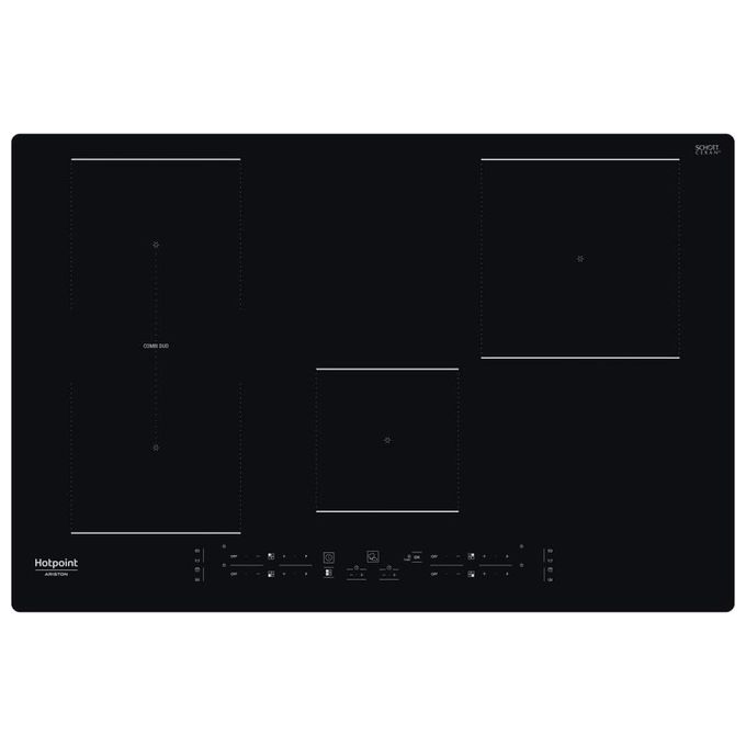 Hotpoint HB 0577B NE Piano cottura induzione 77 cm 4 zone Combi Duo Active Cook controlli touch colore Nero