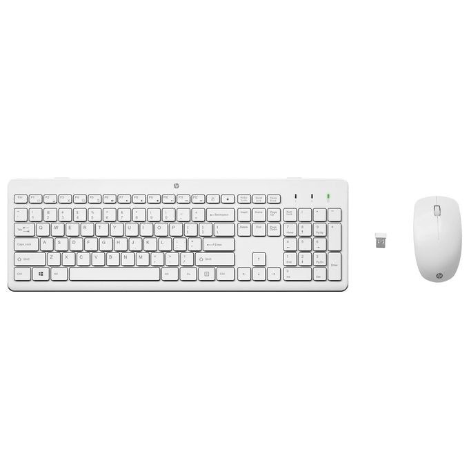 HP 3L1F0AA 230 Kit Tastiera e Mouse Wireless Full Size RF 2.4 GHz Mouse 1600 DPI colore Bianco