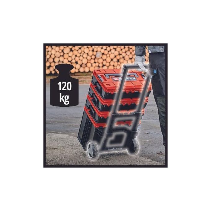 Einhell 4540014 E-Case L Valigetta trolley porta utensili impilabile 120 Kg ruote resistente agli spruzzi colore Nero Rosso