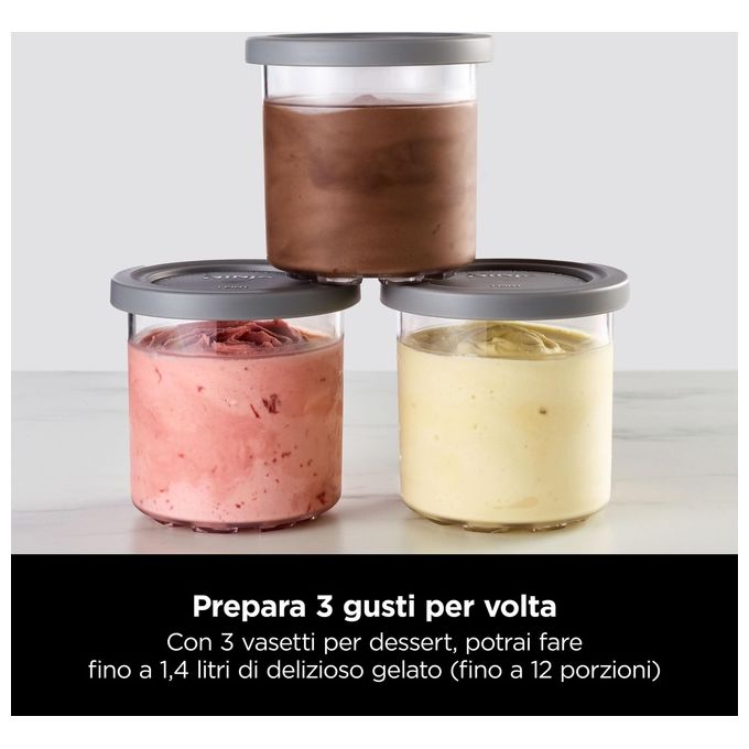 Ninja NC300EU Creami Gelatiera 1,4 L 800W 7 Programmi Gelato Sorbetto Frappe' Smoothie colore Argento Nero