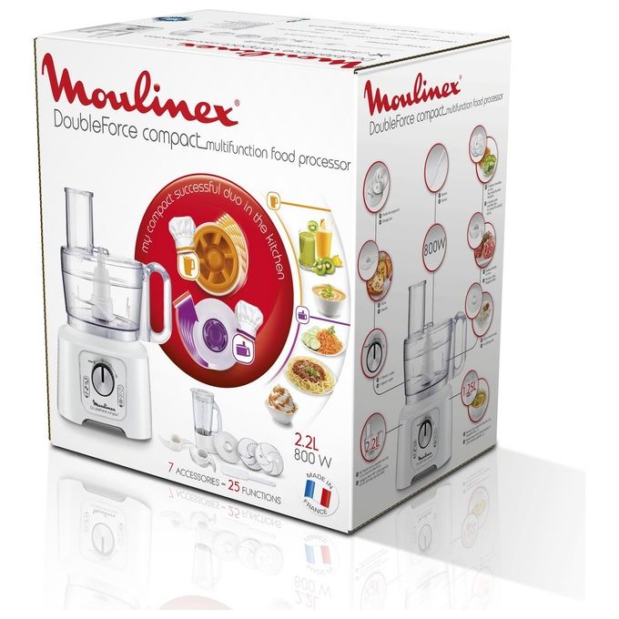 Moulinex FP544110 DoubleForce Compact Robot da Cucina 6 Velocita' 800W Bianco