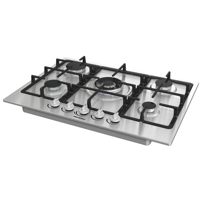 Hisense GM773XF Piano Cottura a Gas 5 Zone 70 cm Bruciatore WOK Inox