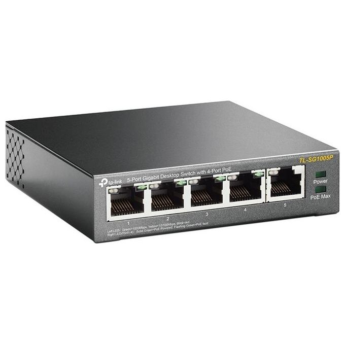 TP-LINK TL-SG1005P Switch unmanaged 4 x 10-100-1000 (PoE) + 10-100-1000 desktop PoE (56 W)