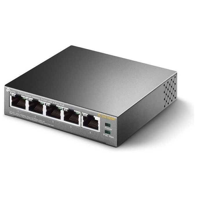 TP-LINK TL-SG1005P Switch unmanaged 4 x 10-100-1000 (PoE) + 10-100-1000 desktop PoE (56 W)