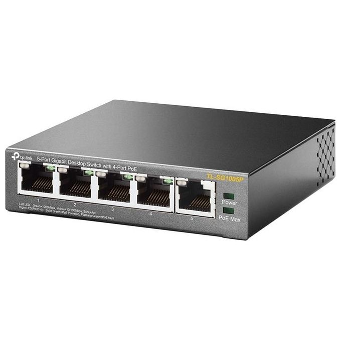 TP-LINK TL-SG1005P Switch unmanaged 4 x 10-100-1000 (PoE) + 10-100-1000 desktop PoE (56 W)