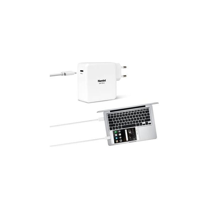 Hamlet XPWNB65TC Alimentatore Notebook USB Type-C Power Delivery 61W Autosensing cavo 1.8 m colore Bianco