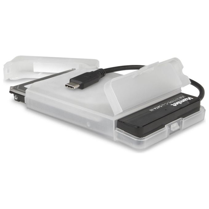 Hamlet XADTC-SATA Box HDD 2.5'' Adattatore USB 3.1 Gen 2 Type-C a SATA III 10 Gbps Plug and Play colore Nero