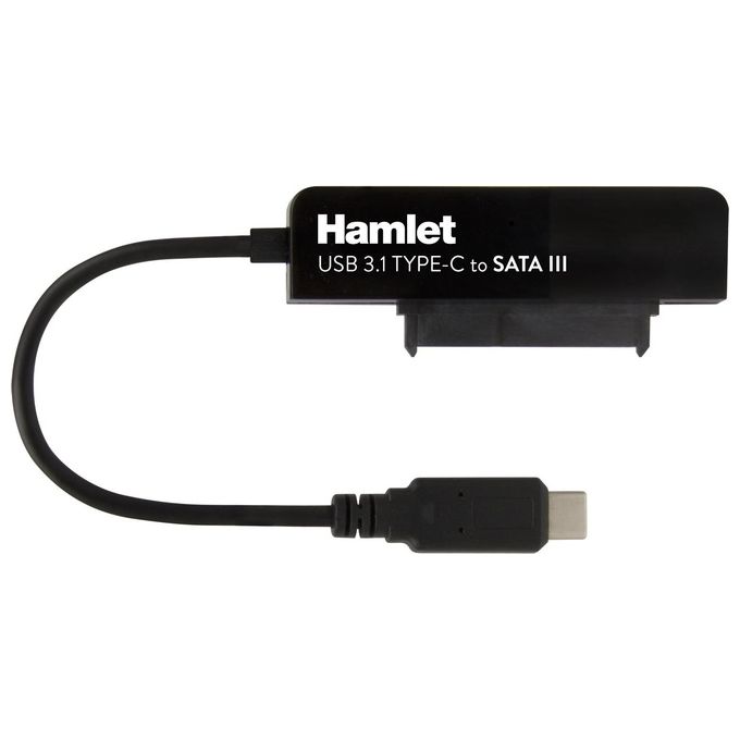 Hamlet XADTC-SATA Box HDD 2.5'' Adattatore USB 3.1 Gen 2 Type-C a SATA III 10 Gbps Plug and Play colore Nero