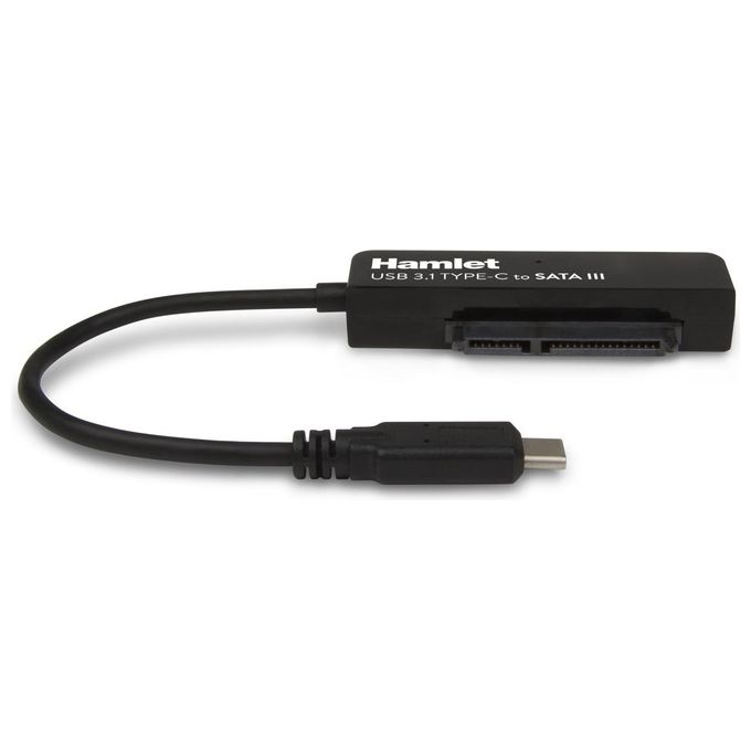 Hamlet XADTC-SATA Box HDD 2.5'' Adattatore USB 3.1 Gen 2 Type-C a SATA III 10 Gbps Plug and Play colore Nero