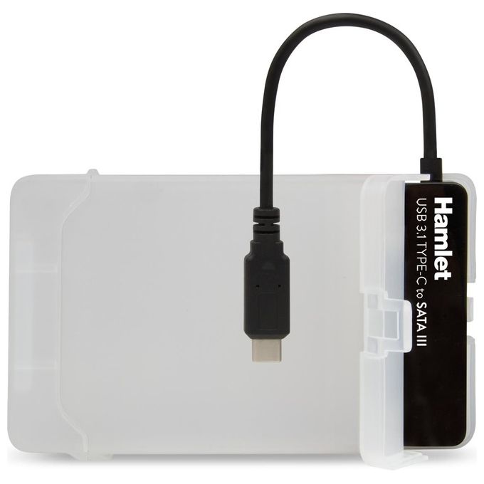 Hamlet XADTC-SATA Box HDD 2.5'' Adattatore USB 3.1 Gen 2 Type-C a SATA III 10 Gbps Plug and Play colore Nero