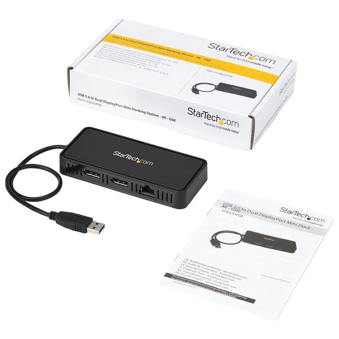 StarTech Mini Docking Station Usb a Doppio DisplayPort per Portatili Dual 4K 60Hz GbE Usb 3.0