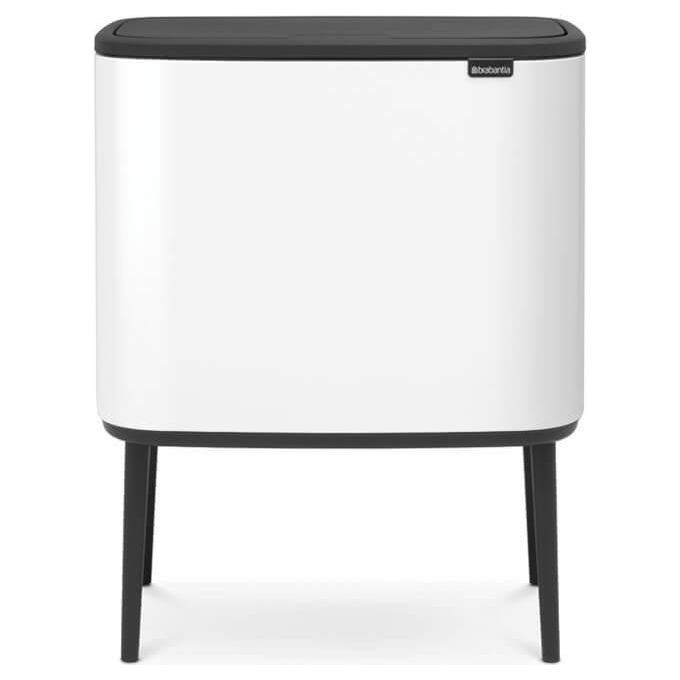 Brabantia 313523 Bo Touch Bin Pattumiera 3x11 Litri Acciaio e Plastica con Apertura Soft-Touch Gambe Regolabili e Base Antiscivolo colore Bianco