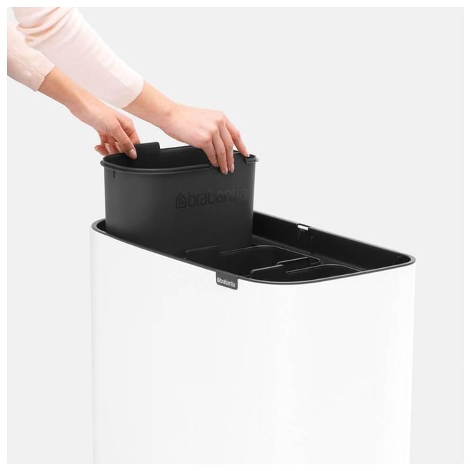 Brabantia 313523 Bo Touch Bin Pattumiera 3x11 Litri Acciaio e Plastica con Apertura Soft-Touch Gambe Regolabili e Base Antiscivolo colore Bianco