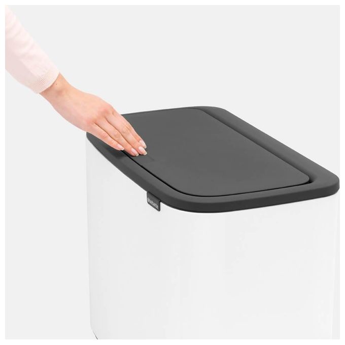 Brabantia 313523 Bo Touch Bin Pattumiera 3x11 Litri Acciaio e Plastica con Apertura Soft-Touch Gambe Regolabili e Base Antiscivolo colore Bianco