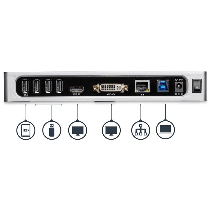 Startech Docking Station per Doppio Monitor Usb 3.0 Hdmi e Dvi-Vga