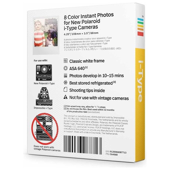 Polaroid Carta I-Type Colori per Fotocamera Polaroid One Step VF