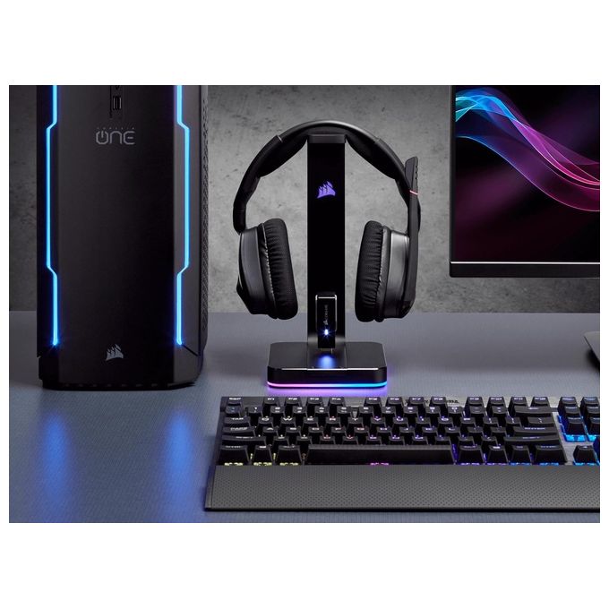 Corsair ST100 RGB Porta Cuffie Premium con Scheda Audio 7.1 Surround Integrata Nero