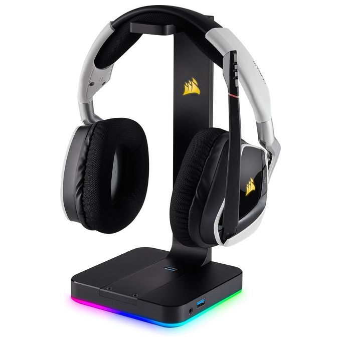 Corsair ST100 RGB Porta Cuffie Premium con Scheda Audio 7.1 Surround Integrata Nero