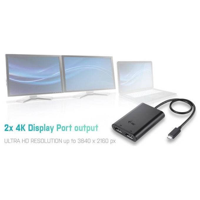 I-tec 3G60117 Adattatore Video USB-C Dual DisplayPort 4K 2 Monitor 4K 30Hz USB 3.2 Gen 1 colore Nero
