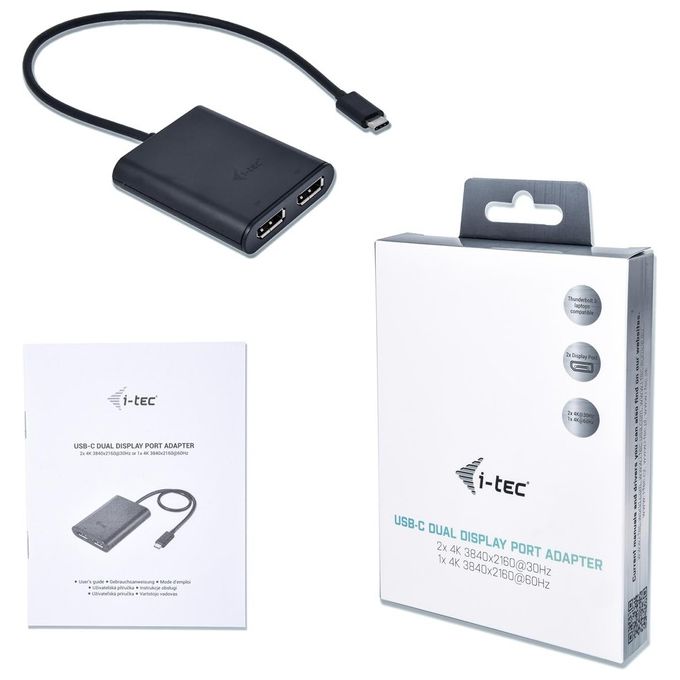 I-tec 3G60117 Adattatore Video USB-C Dual DisplayPort 4K 2 Monitor 4K 30Hz USB 3.2 Gen 1 colore Nero