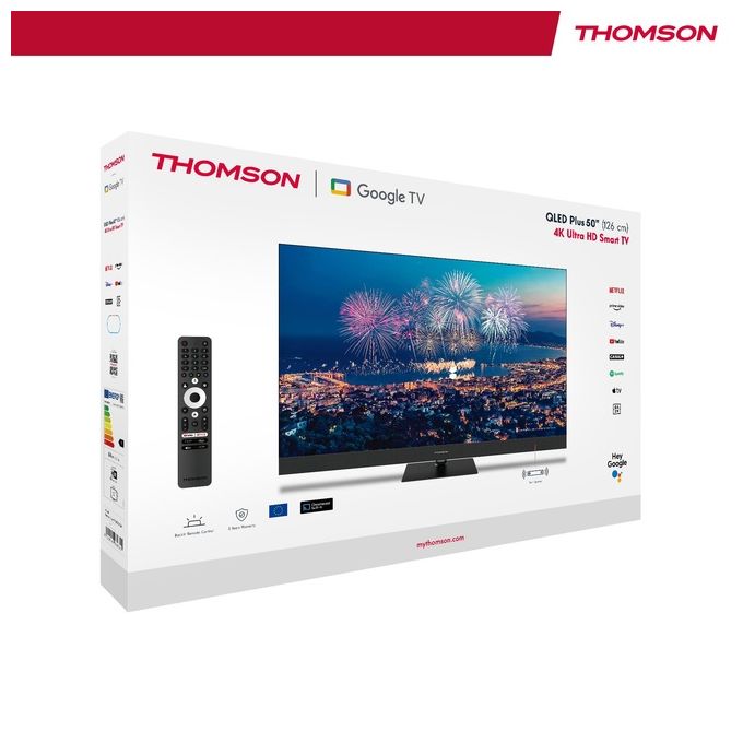 Thomson 50QG6C14 Smart TV QLED 50'' 4K UHD Google TV Dolby Vision Atmos HDR10 Triple Tuner Bluetooth 5.1 colore Nero