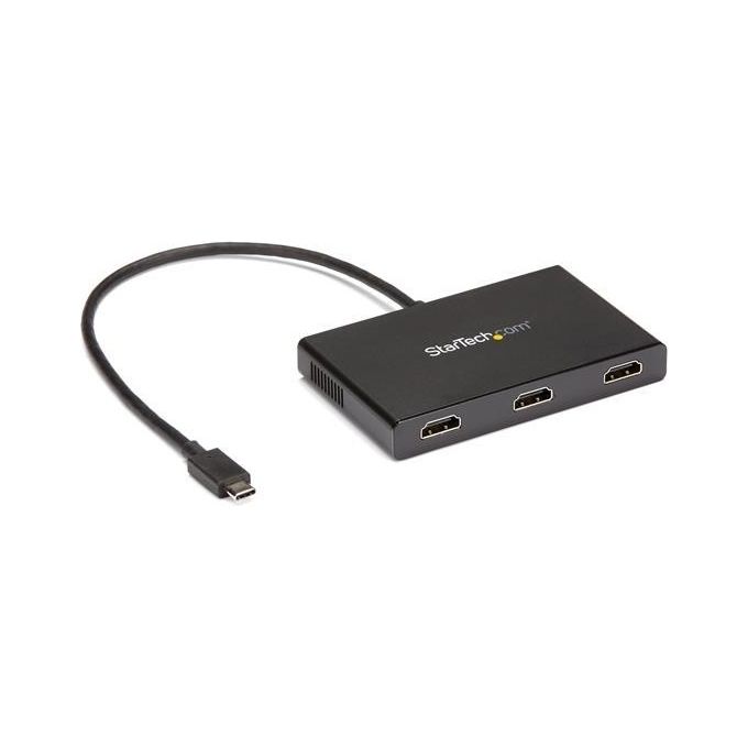 StarTech MSTCDP123HD Adattatore USB-C a HDMI Multi-Monitor Hub MST 3 Porte 4K 30Hz 1080p Cavo 0,3 m Solo Windows colore Nero