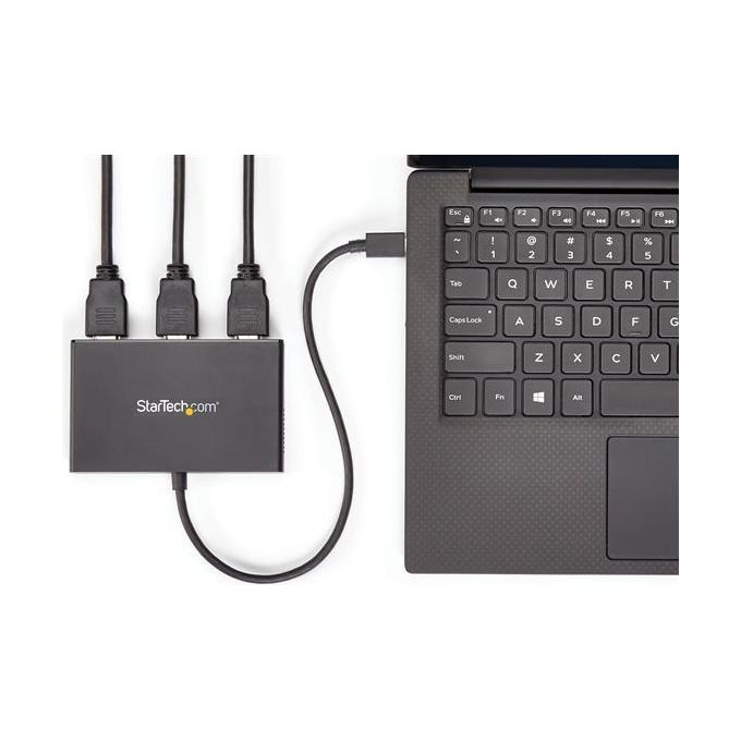 StarTech MSTCDP123HD Adattatore USB-C a HDMI Multi-Monitor Hub MST 3 Porte 4K 30Hz 1080p Cavo 0,3 m Solo Windows colore Nero