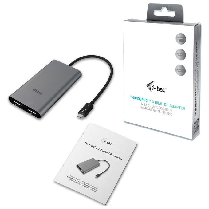 I-tec TB3DUAL4KDP Adattatore Grafico Usb 5120x2880 Pixel Nero