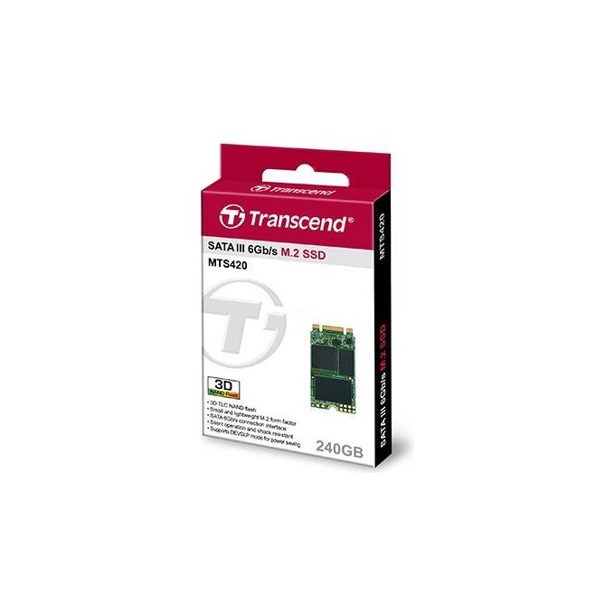 Transcend TS240GMTS420S MTS420S SSD interno M.2 2242 240 GB SATA III 6 Gbit-s 3D TLC NAND 500 MB-s lettura 430 MB-s scrittura colore Nero