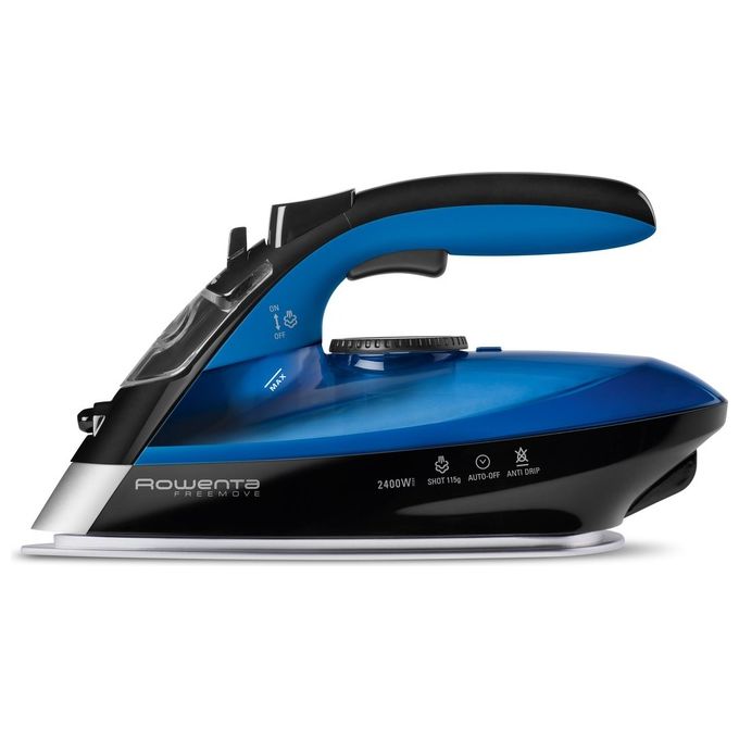 Rowenta DE5010 Freemove Ferro da Stiro a Vapore Senza Filo Capacita' 0,25 Litri 2400 W 27 g-min Nero-Blu