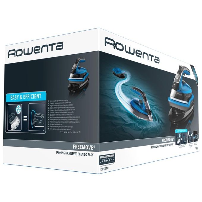 Rowenta DE5010 Freemove Ferro da Stiro a Vapore Senza Filo Capacita' 0,25 Litri 2400 W 27 g-min Nero-Blu
