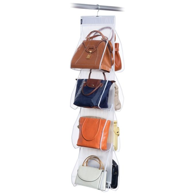 Domopak Living 908045 Porta Borse 8 Scomparti Organizzatore Armadio PEVA 33x120 cm colore Bianco